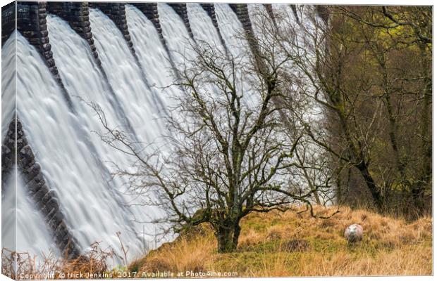 Craig Goch Dam and Sheep Elan Valley Mid Wales Canvas Print by Nick Jenkins