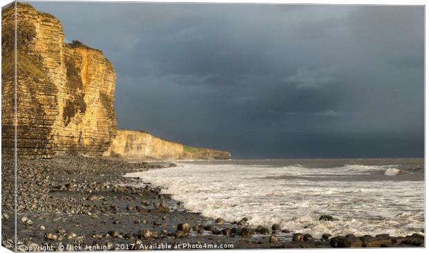 Llantwit Major Beach Stormy Evening South Wales Canvas Print by Nick Jenkins