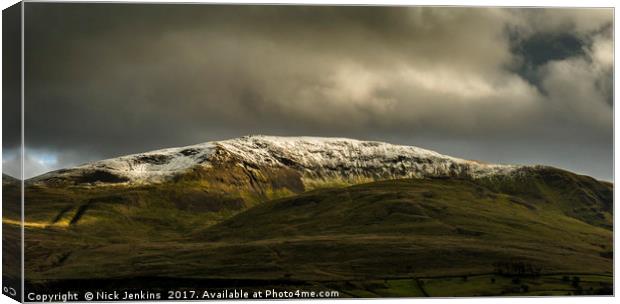 Snow Capped Clough Head  Canvas Print by Nick Jenkins
