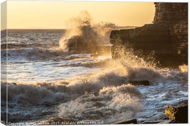 Rough Seas Dunraven Bay Glamorgan Heritage Coast Canvas Print by Nick Jenkins