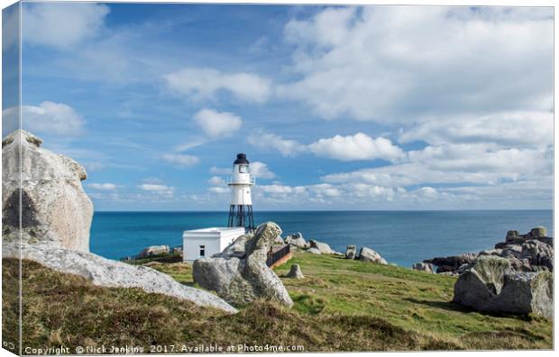Peninnis Headland and Lighthouse St. Marys Scilly Canvas Print by Nick Jenkins