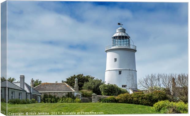 The Old Lighthouse on St Agnes Canvas Print by Nick Jenkins