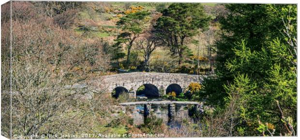 The Two Bridges of Postbridge on Dartmoor Canvas Print by Nick Jenkins