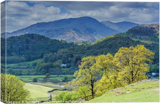 View of Wetherlam from Elterwater Great Langdale Canvas Print by Nick Jenkins