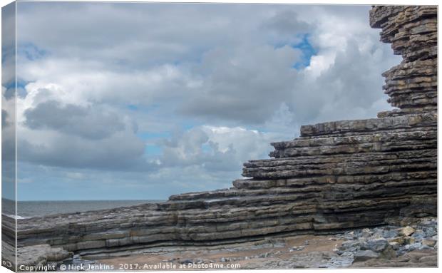 Rocks at Nash Point Beach Glamorgan Heritage Coast Canvas Print by Nick Jenkins