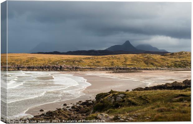 Achnahaird Beach on the Coigach Peninsula Scotland Canvas Print by Nick Jenkins