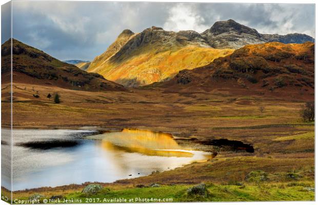 Langdale Pikes from Blea Tarn Lake District  Canvas Print by Nick Jenkins