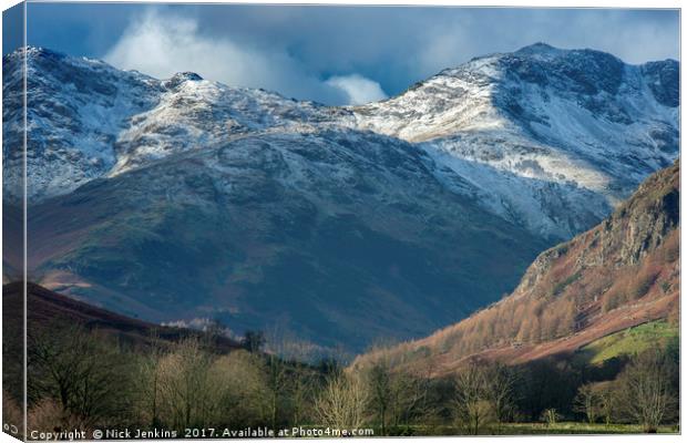 Bowfell from the Langdale Valley Lake District Canvas Print by Nick Jenkins
