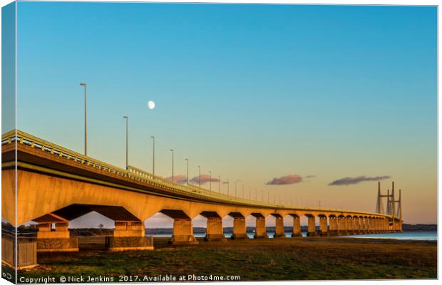 Second Severn Crossing Winter Evening Canvas Print by Nick Jenkins