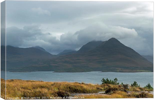 Ben Damph across Loch Torridon Scotland Canvas Print by Nick Jenkins