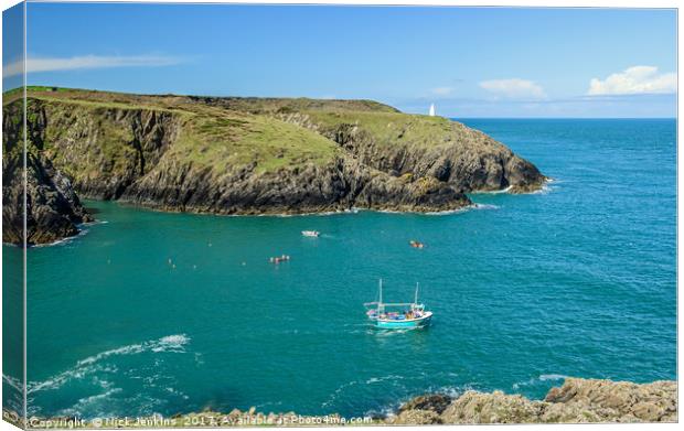 Lobster Boat off Porthgain Pembrokeshire Coast  Canvas Print by Nick Jenkins