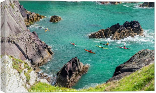 Kayaking off the Pembrokeshire Coast at Porthclais Canvas Print by Nick Jenkins