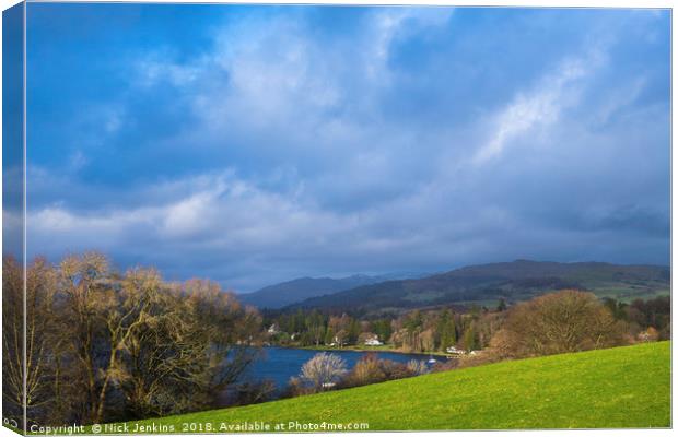 Lake Windermere from Queen Adelaide's Hill Cumbria Canvas Print by Nick Jenkins