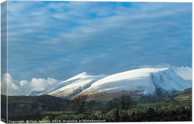 Skiddaw in Winter Lake District National Park  Canvas Print by Nick Jenkins