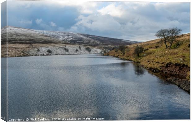 The Grwyne Fawr Reservoir in the Brecon Beacons  Canvas Print by Nick Jenkins