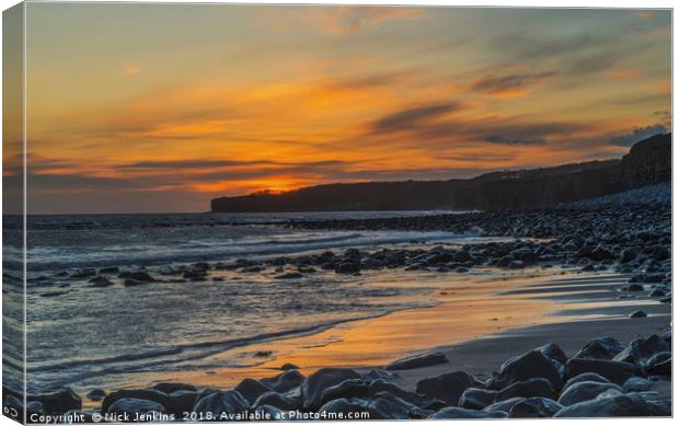 Llantwit Major Beach Sunset Glamorgan Coast  Canvas Print by Nick Jenkins