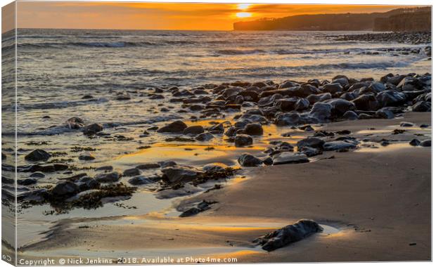 Llantwit Major Beach and Sunset Glamorgan Coast Canvas Print by Nick Jenkins