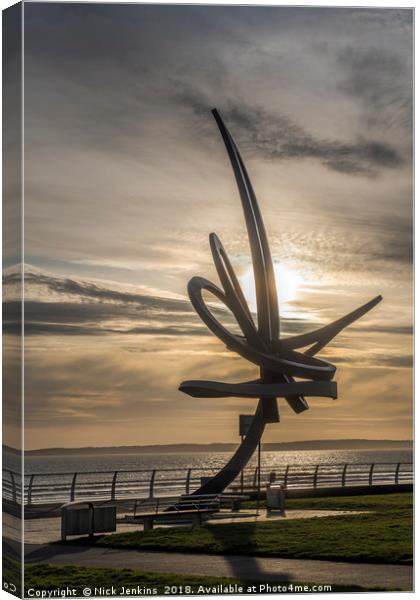 The Kitetail Sculpture on Aberavon Seafront Canvas Print by Nick Jenkins