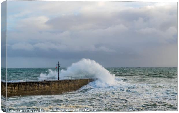 High Waves at Porthleven in Cornwall  Canvas Print by Nick Jenkins