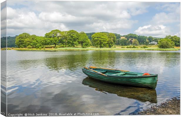 Esthwaite Water and Boat Lake District Cumbria Canvas Print by Nick Jenkins