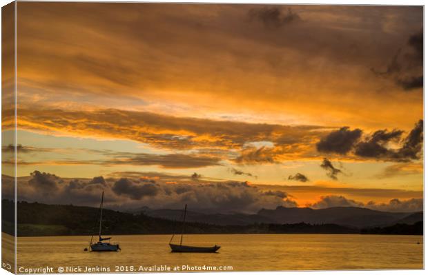 Sunset over Lake Windermere Lake District Canvas Print by Nick Jenkins