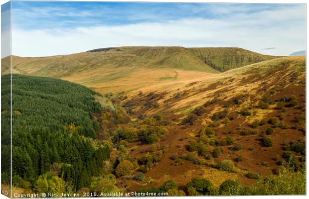 Autumn at Waun Rydd Brecon Beacons National Park Canvas Print by Nick Jenkins
