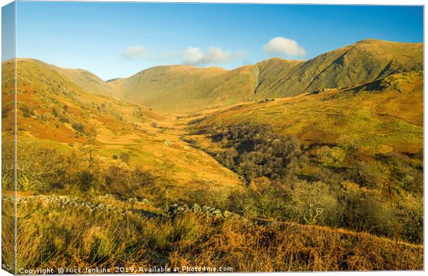 The Upper Troutbeck Valley Lake District National  Canvas Print by Nick Jenkins