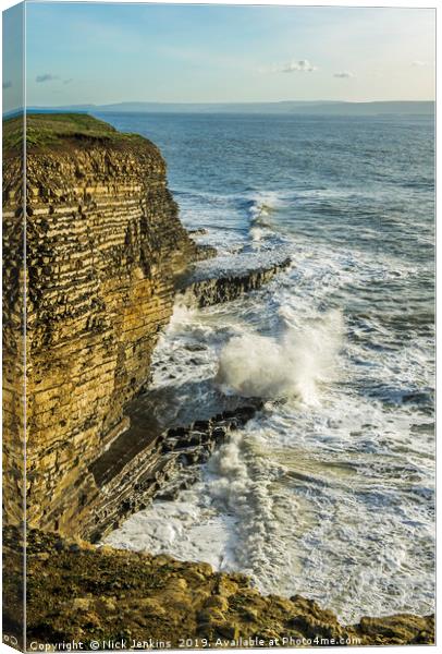 Waves at Nash Point South Wales Canvas Print by Nick Jenkins