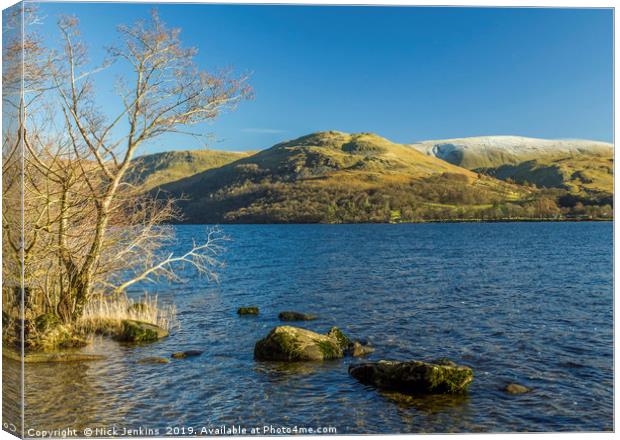 View across Ullswater Lake District Cumbria  Canvas Print by Nick Jenkins