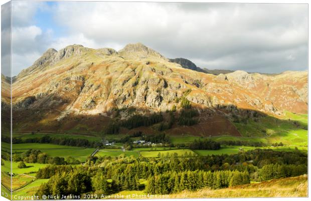 The Langdale Pikes from Langdale Pass  Canvas Print by Nick Jenkins