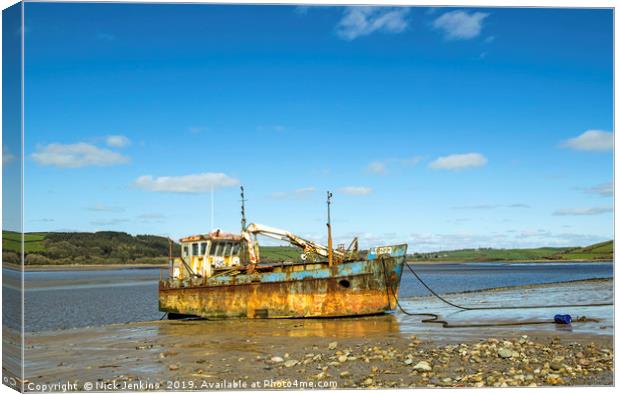 The Vicky Leigh beached Ferryside Carmarthenshire Canvas Print by Nick Jenkins