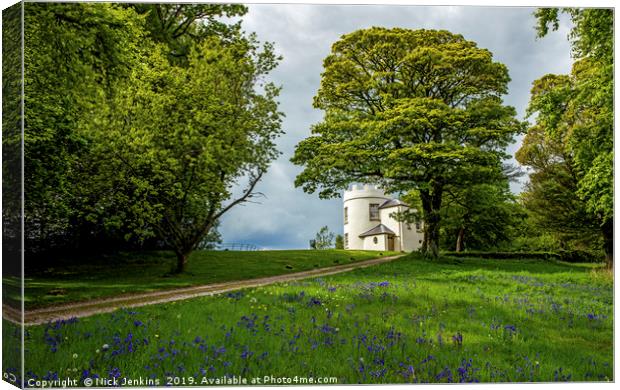 The Kymin Round Tower above Monmouth in Spring Canvas Print by Nick Jenkins