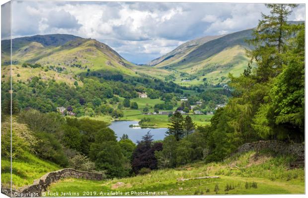 Dunmail Raise with Grasmere in the Middle Ground  Canvas Print by Nick Jenkins