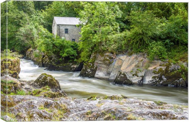 Cenarth Falls and Coracle Museum River Teifi Canvas Print by Nick Jenkins