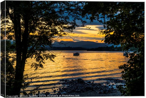 Windermere sunset from Millerground Lake District Canvas Print by Nick Jenkins