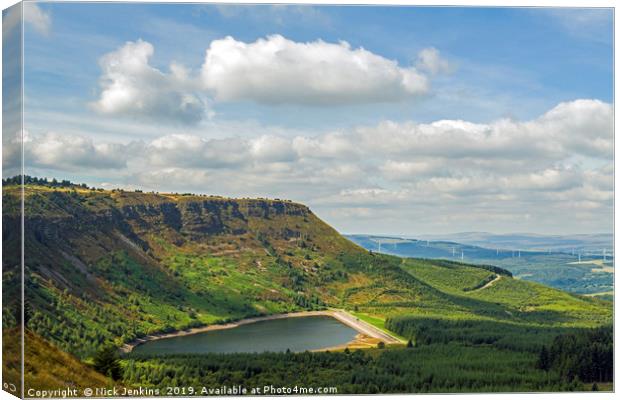 Craig y Llyn and Reservoir View South Wales Canvas Print by Nick Jenkins