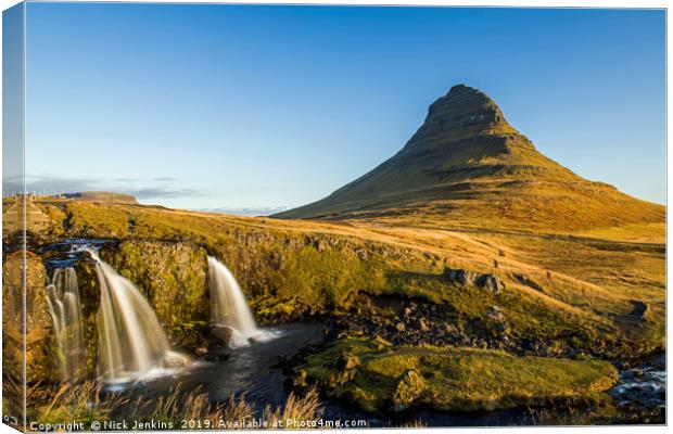 Kirkjufell and Kirkjufellsfoss waterfall Snaefells Canvas Print by Nick Jenkins