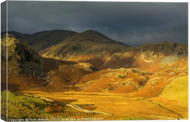 Coniston Fells Autumn Lake District National Park Canvas Print by Nick Jenkins