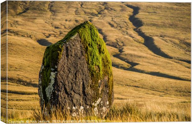 Maen Llia Standing Stone Fforest Dawr Brecon Beaco Canvas Print by Nick Jenkins