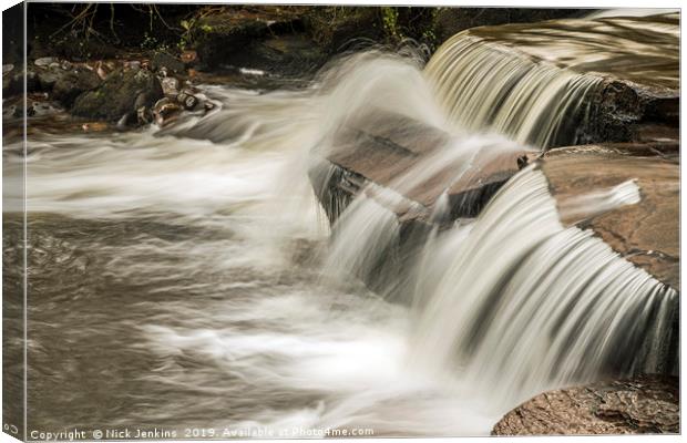 Waterfall on Taff Fechan River Brecon Beacons Canvas Print by Nick Jenkins