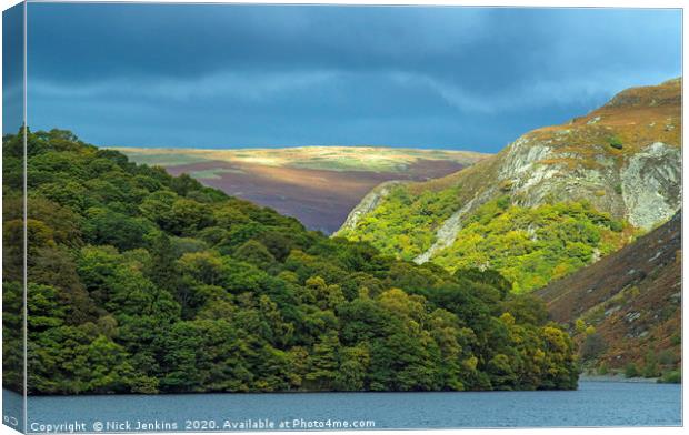 Garreg Ddu Reservoir Landscape Elan Valley Powys  Canvas Print by Nick Jenkins