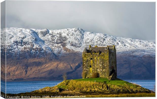 Castle Stalker Loch Laich Argyll Scotland Winter Canvas Print by Nick Jenkins