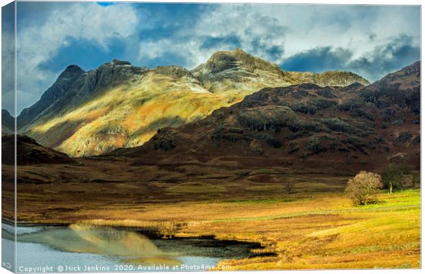 Langdale Pikes in the Lake District National Park  Canvas Print by Nick Jenkins