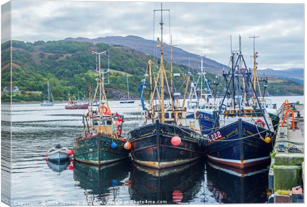 Fishing Boats Moored up Ullapool Harbour Scotland Canvas Print by Nick Jenkins