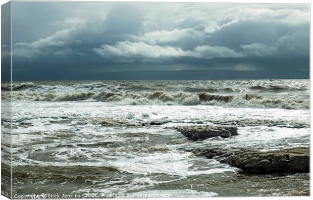 The Angry Sea at Nash Point Beach south wales Canvas Print by Nick Jenkins