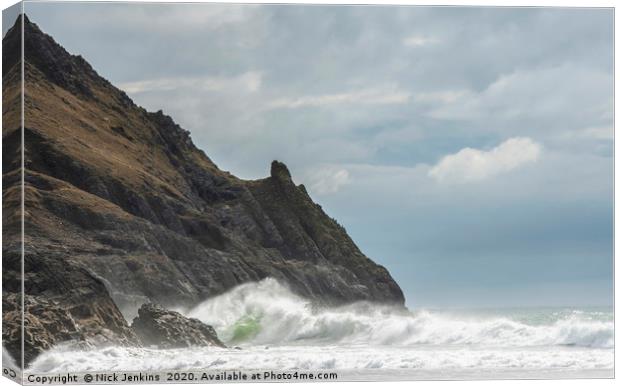Windy Day at Pobbles Bay Gower South Wales  Canvas Print by Nick Jenkins