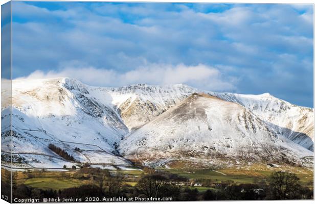 Blencathra in the Winter Lake District Cumbria Canvas Print by Nick Jenkins