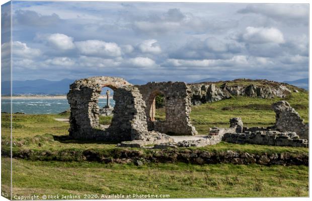 Church Ruins on Llanddwyn Island Anglesey Canvas Print by Nick Jenkins