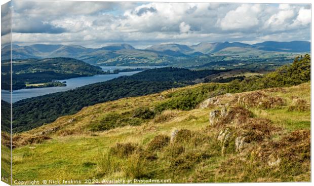 Looking over Windermere from Gummers How Lakeland Canvas Print by Nick Jenkins