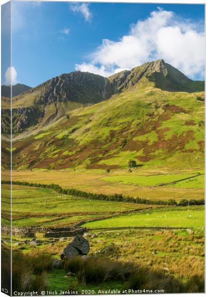 Yr Esgair near the top of the Nant Ffrancon Pass Canvas Print by Nick Jenkins